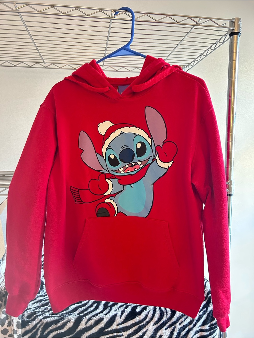 Disney Red Hoodie with Festive Stitch Graphic Size M (7/9) Juniors